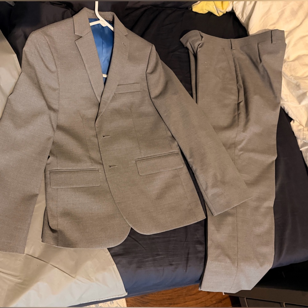 Jos. A. Bank Grey Blazer with Blue Satin Lining